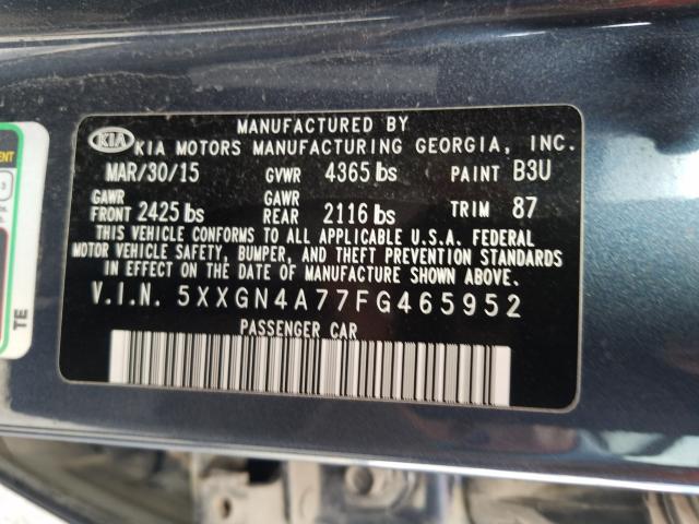 Photo 9 VIN: 5XXGN4A77FG465952 - KIA OPTIMA EX 