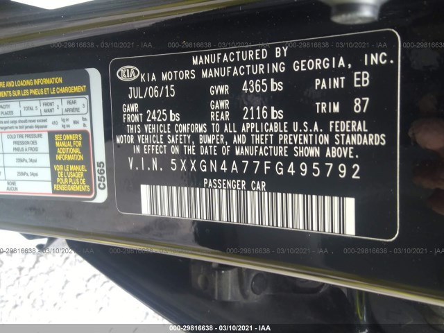 Photo 8 VIN: 5XXGN4A77FG495792 - KIA OPTIMA 