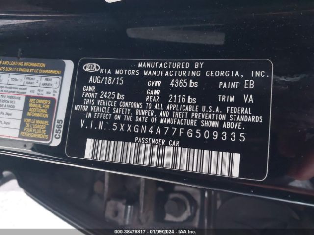 Photo 8 VIN: 5XXGN4A77FG509335 - KIA OPTIMA 