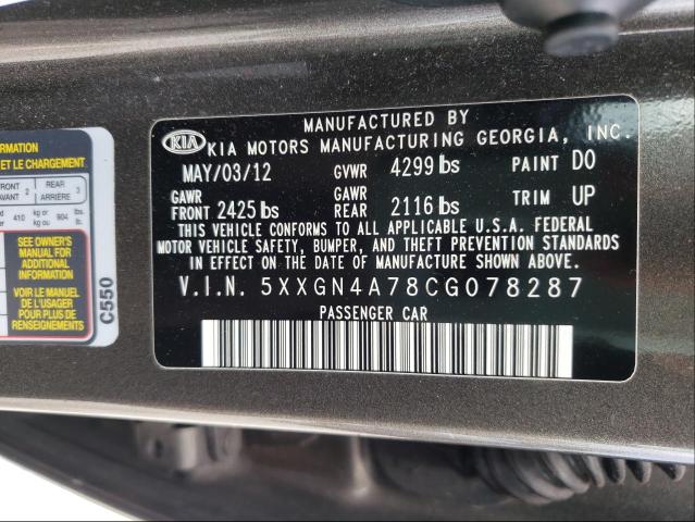 Photo 9 VIN: 5XXGN4A78CG078287 - KIA OPTIMA EX 