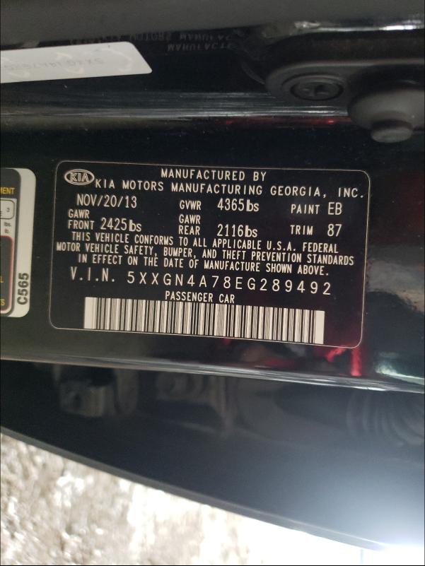 Photo 9 VIN: 5XXGN4A78EG289492 - KIA OPTIMA 