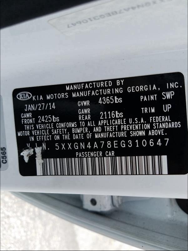 Photo 9 VIN: 5XXGN4A78EG310647 - KIA OPTIMA EX 