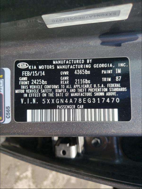 Photo 9 VIN: 5XXGN4A78EG317470 - KIA OPTIMA EX 