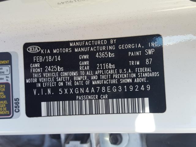 Photo 9 VIN: 5XXGN4A78EG319249 - KIA OPTIMA EX 