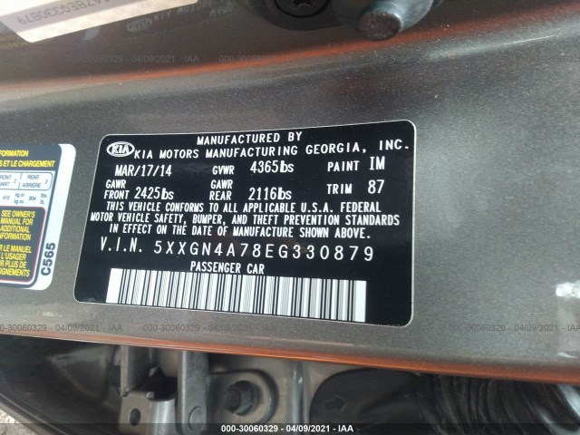 Photo 8 VIN: 5XXGN4A78EG330879 - KIA OPTIMA 