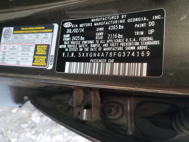 Photo 9 VIN: 5XXGN4A78FG374169 - KIA OPTIMA EX 