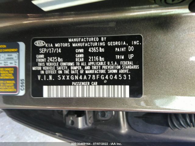 Photo 8 VIN: 5XXGN4A78FG404531 - KIA OPTIMA 