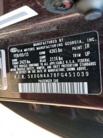 Photo 9 VIN: 5XXGN4A78FG451039 - KIA OPTIMA EX 