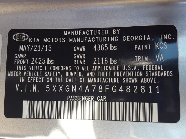 Photo 9 VIN: 5XXGN4A78FG482811 - KIA OPTIMA 