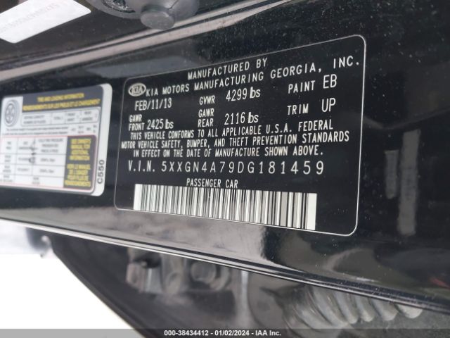 Photo 8 VIN: 5XXGN4A79DG181459 - KIA OPTIMA 