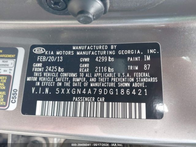 Photo 8 VIN: 5XXGN4A79DG186421 - KIA OPTIMA 