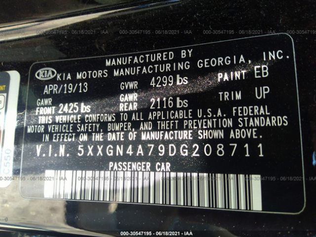 Photo 8 VIN: 5XXGN4A79DG208711 - KIA OPTIMA 