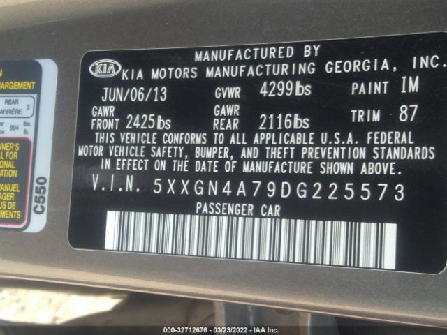 Photo 8 VIN: 5XXGN4A79DG225573 - KIA OPTIMA 