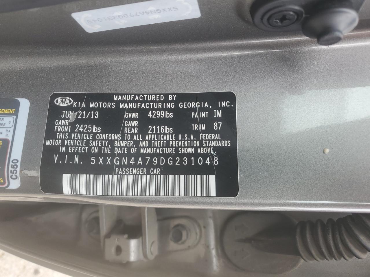 Photo 11 VIN: 5XXGN4A79DG231048 - KIA OPTIMA 