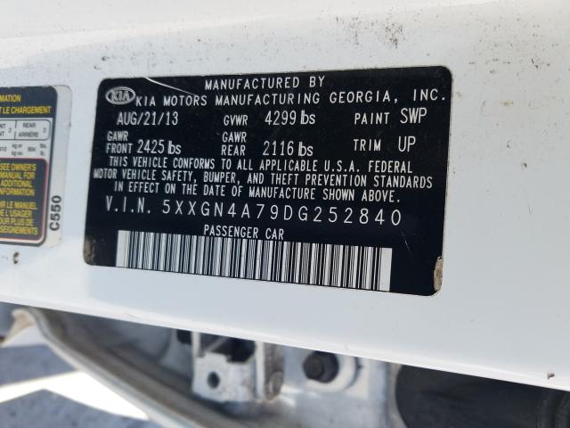 Photo 9 VIN: 5XXGN4A79DG252840 - KIA OPTIMA EX 