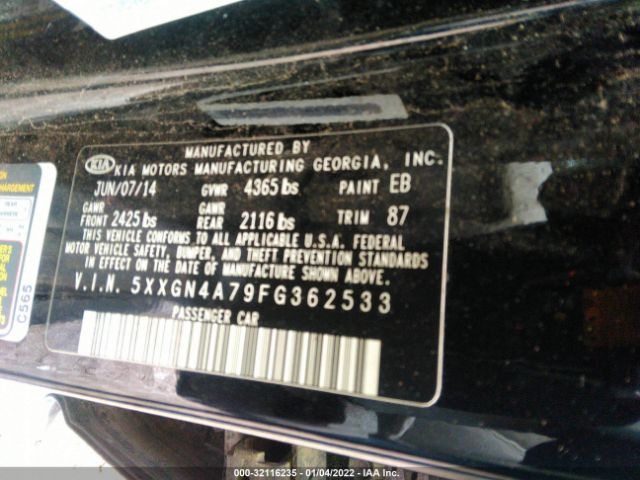 Photo 8 VIN: 5XXGN4A79FG362533 - KIA OPTIMA 