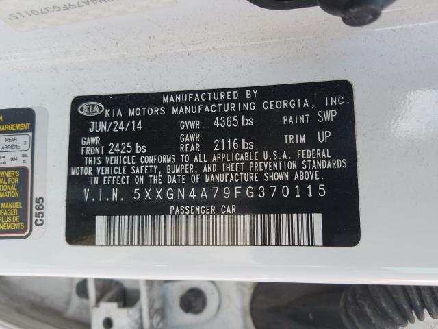 Photo 9 VIN: 5XXGN4A79FG370115 - KIA OPTIMA EX 