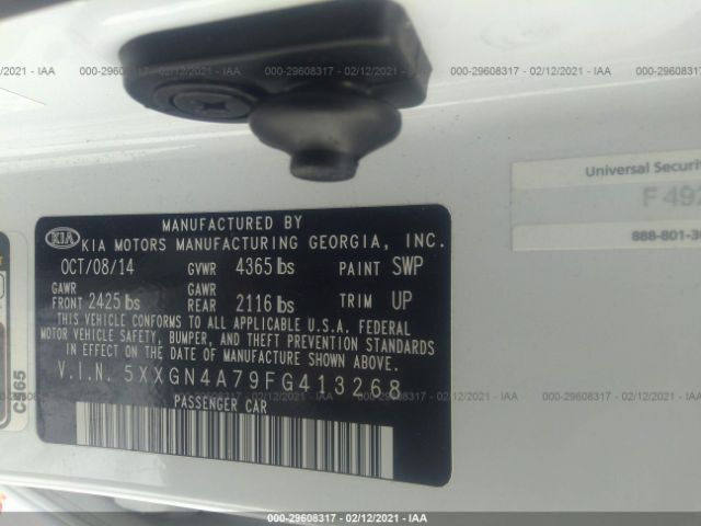 Photo 8 VIN: 5XXGN4A79FG413268 - KIA OPTIMA 