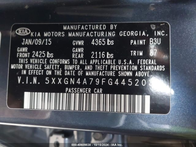 Photo 8 VIN: 5XXGN4A79FG445203 - KIA OPTIMA 