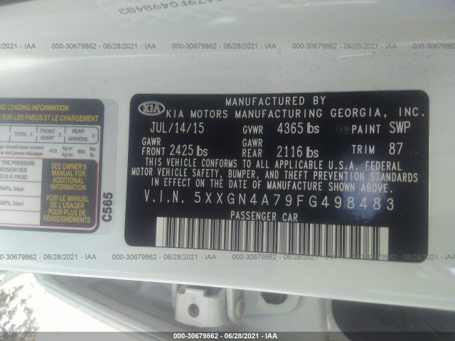 Photo 8 VIN: 5XXGN4A79FG498483 - KIA OPTIMA 