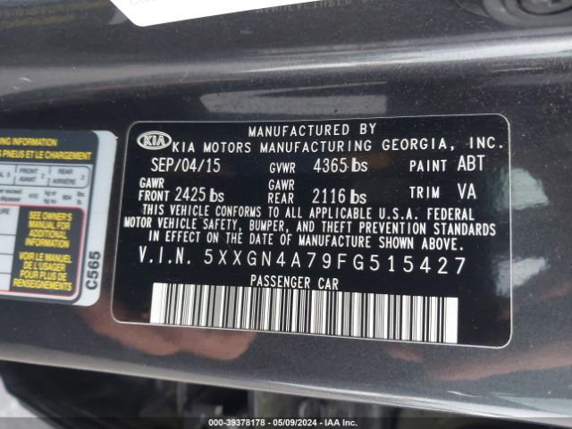 Photo 8 VIN: 5XXGN4A79FG515427 - KIA OPTIMA 