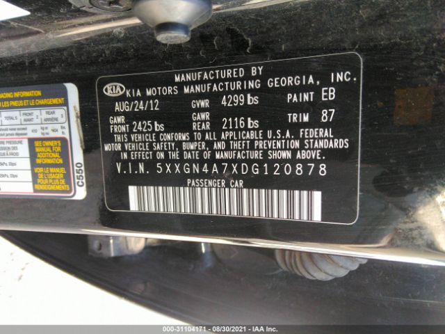 Photo 8 VIN: 5XXGN4A7XDG120878 - KIA OPTIMA 