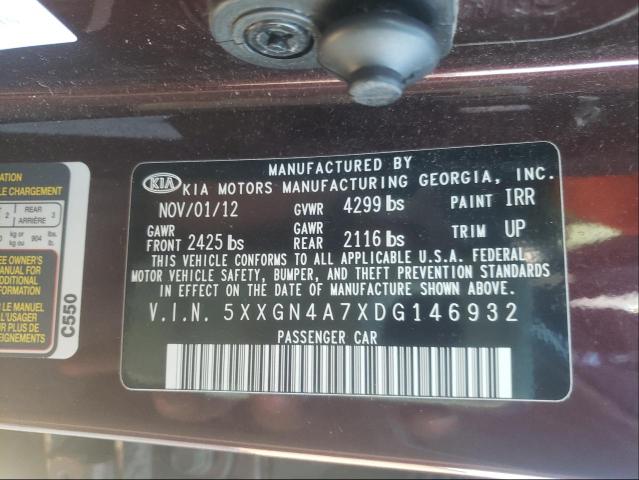 Photo 9 VIN: 5XXGN4A7XDG146932 - KIA OPTIMA EX 