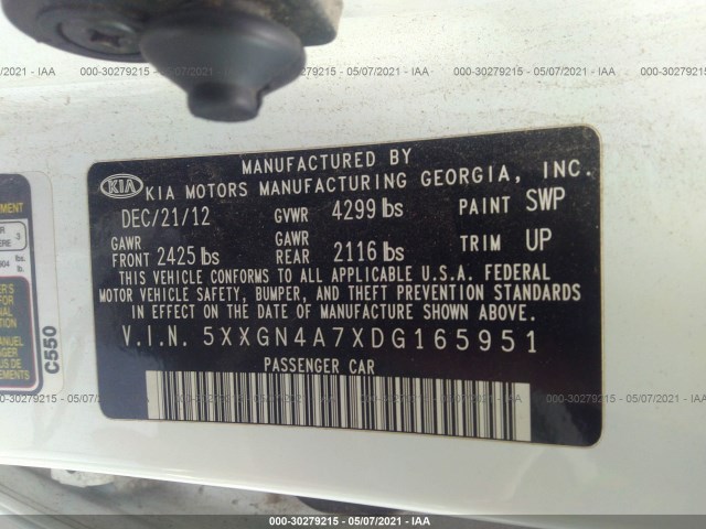 Photo 8 VIN: 5XXGN4A7XDG165951 - KIA OPTIMA 