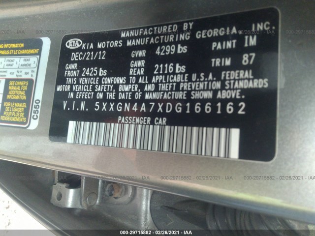 Photo 8 VIN: 5XXGN4A7XDG166162 - KIA OPTIMA 