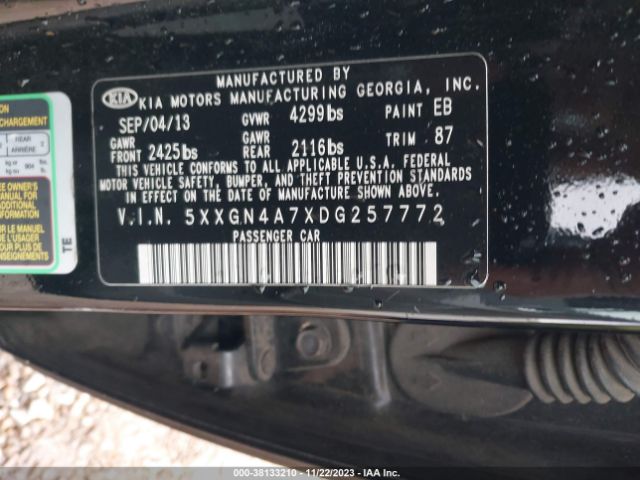 Photo 8 VIN: 5XXGN4A7XDG257772 - KIA OPTIMA 