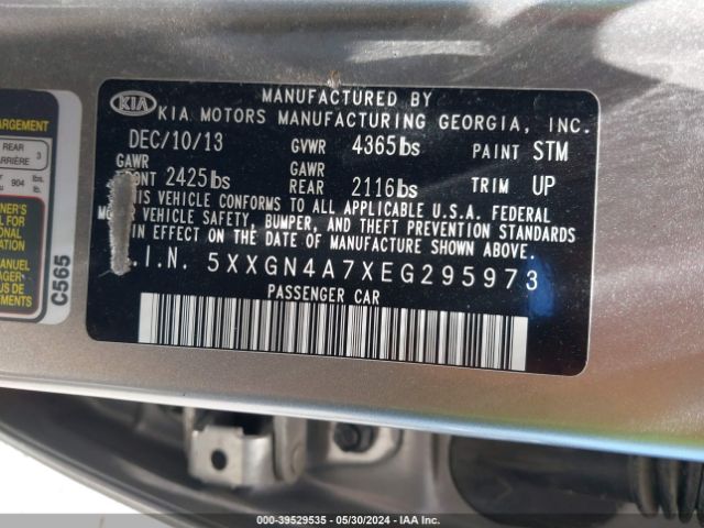 Photo 8 VIN: 5XXGN4A7XEG295973 - KIA OPTIMA 