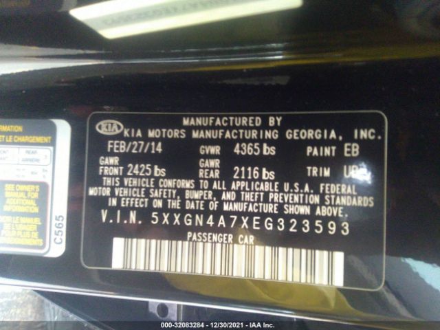 Photo 8 VIN: 5XXGN4A7XEG323593 - KIA OPTIMA 