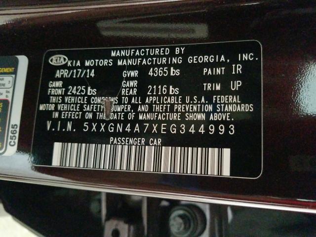 Photo 9 VIN: 5XXGN4A7XEG344993 - KIA OPTIMA EX 