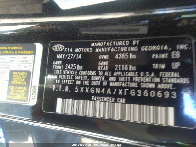 Photo 8 VIN: 5XXGN4A7XFG360693 - KIA OPTIMA 