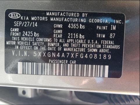 Photo 9 VIN: 5XXGN4A7XFG408189 - KIA OPTIMA EX 