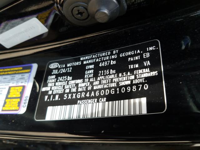 Photo 9 VIN: 5XXGR4A60DG109870 - KIA OPTIMA SX 