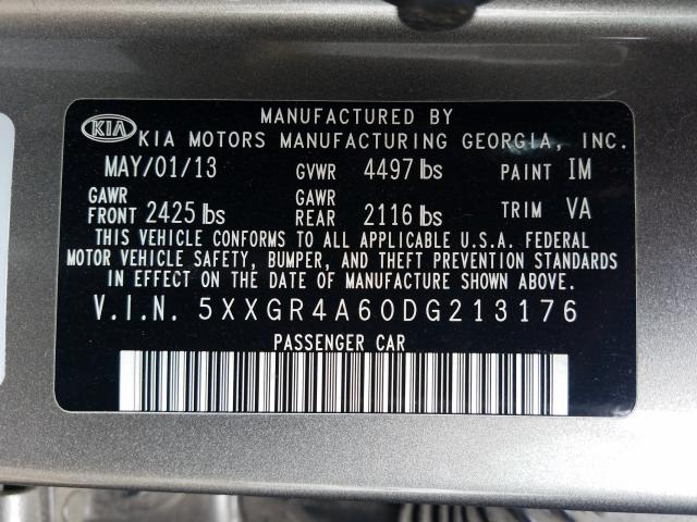 Photo 9 VIN: 5XXGR4A60DG213176 - KIA OPTIMA 