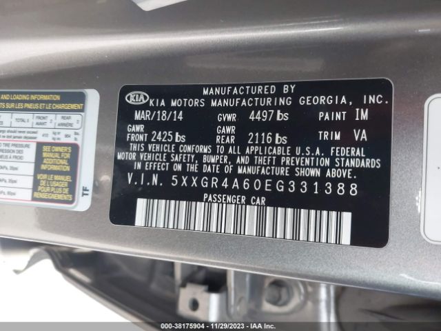 Photo 8 VIN: 5XXGR4A60EG331388 - KIA OPTIMA 