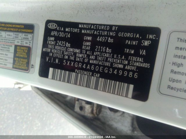 Photo 8 VIN: 5XXGR4A60EG349986 - KIA OPTIMA 