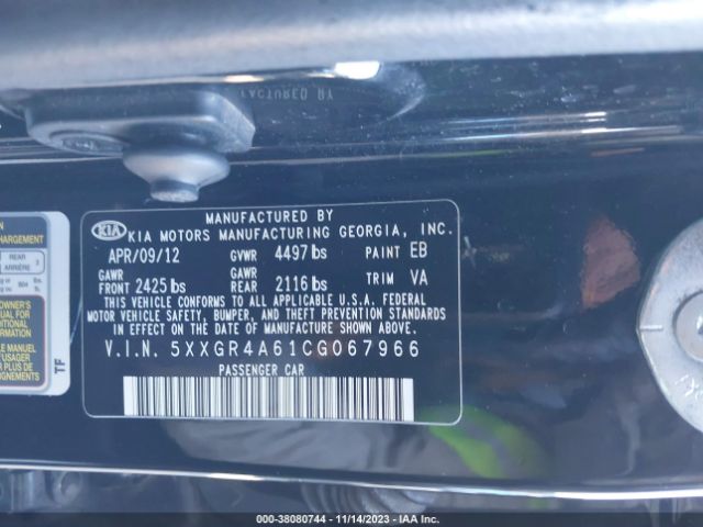 Photo 8 VIN: 5XXGR4A61CG067966 - KIA OPTIMA 