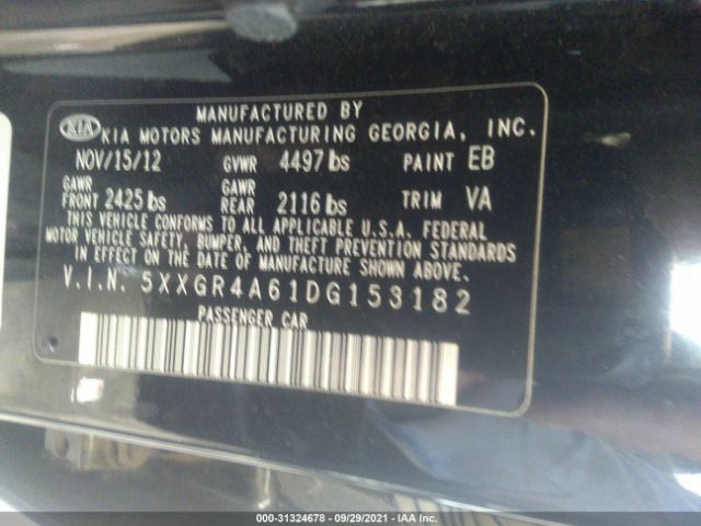 Photo 8 VIN: 5XXGR4A61DG153182 - KIA OPTIMA 