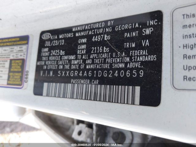 Photo 8 VIN: 5XXGR4A61DG240659 - KIA OPTIMA 