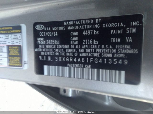 Photo 8 VIN: 5XXGR4A61FG413549 - KIA OPTIMA 