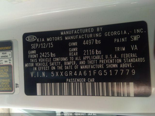 Photo 8 VIN: 5XXGR4A61FG517779 - KIA OPTIMA 