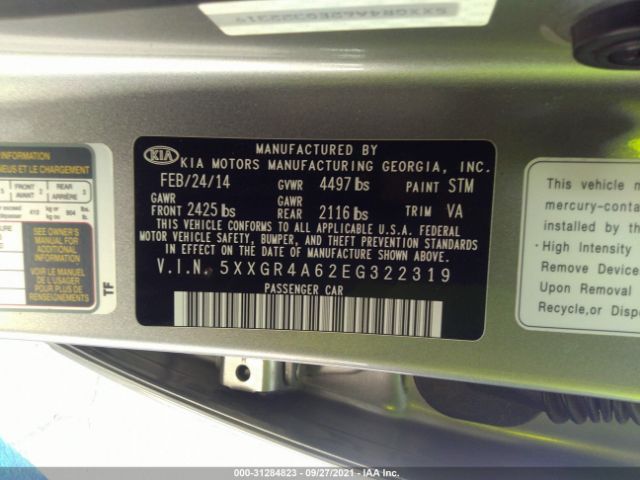 Photo 8 VIN: 5XXGR4A62EG322319 - KIA OPTIMA 