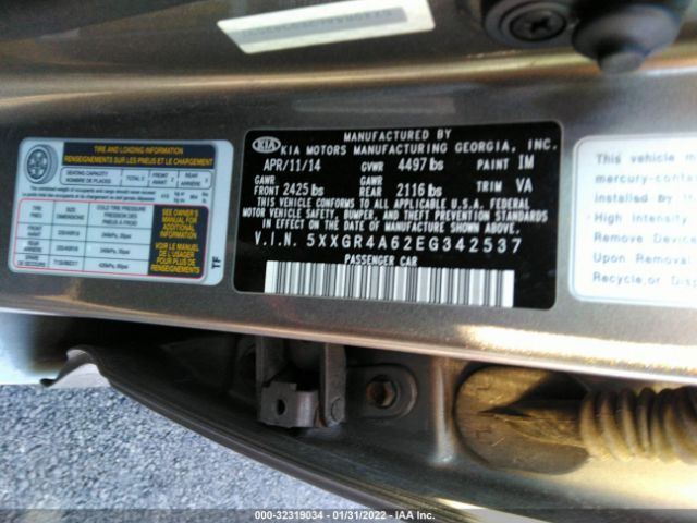 Photo 8 VIN: 5XXGR4A62EG342537 - KIA OPTIMA 