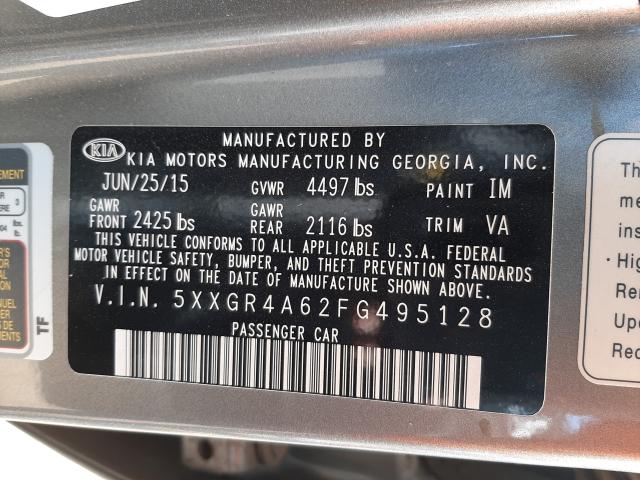 Photo 9 VIN: 5XXGR4A62FG495128 - KIA OPTIMA SX 