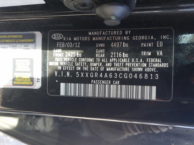 Photo 9 VIN: 5XXGR4A63CG046813 - KIA OPTIMA SX 