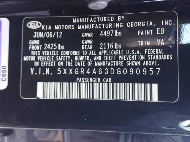 Photo 9 VIN: 5XXGR4A63DG090957 - KIA OPTIMA SX 