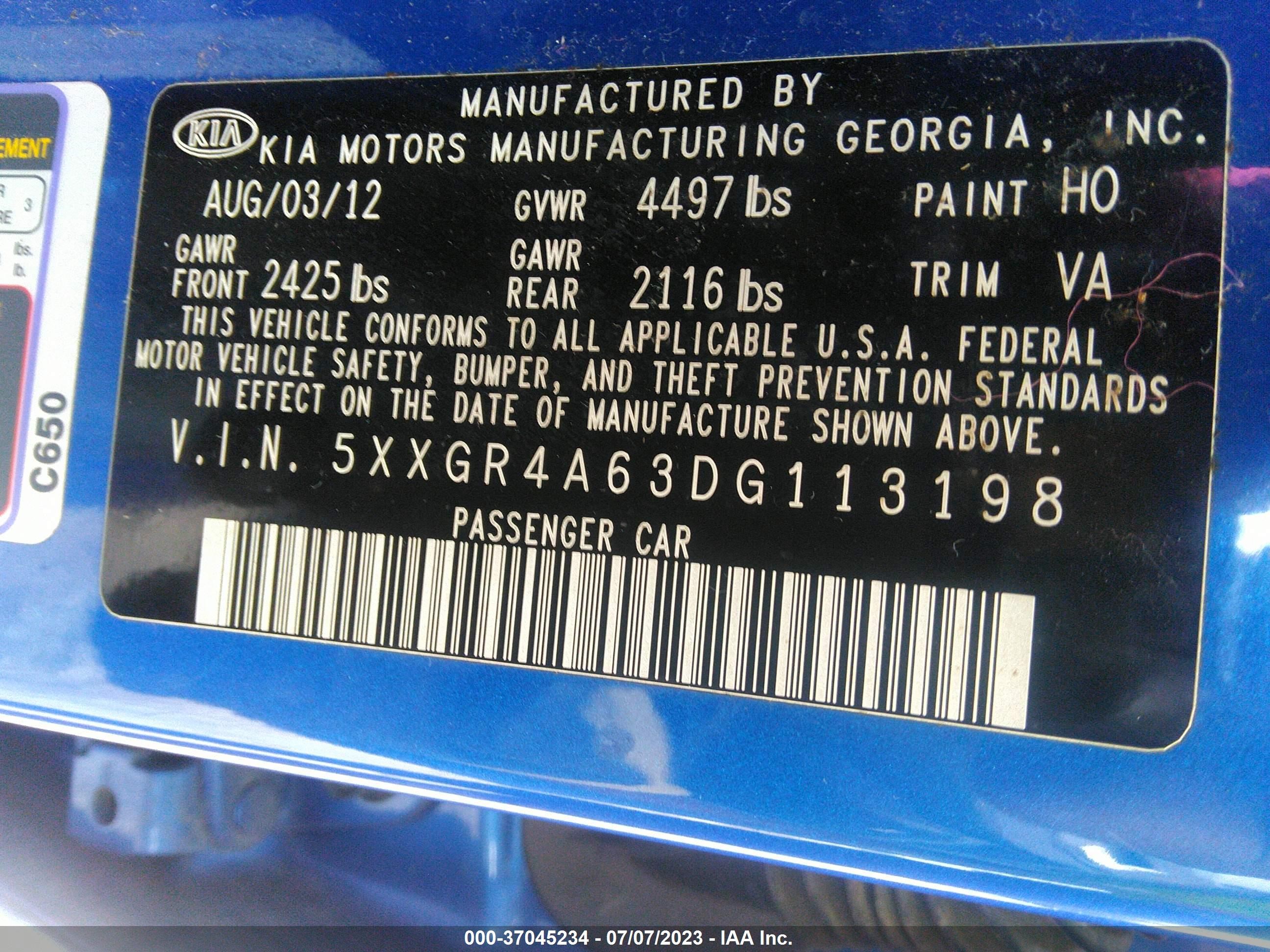 Photo 8 VIN: 5XXGR4A63DG113198 - KIA OPTIMA 